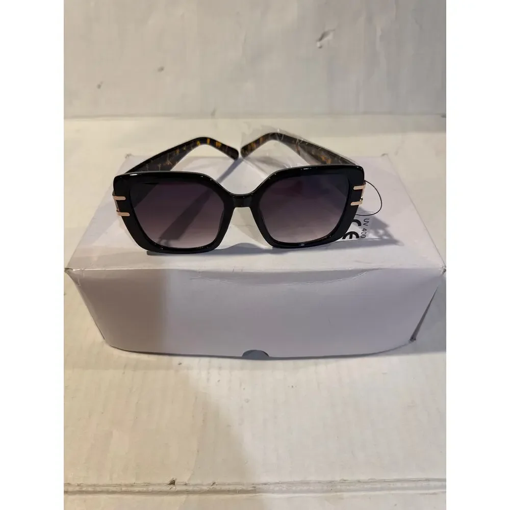SUNGLASSES HIGH FASHION Tortoiseshell TEXTURED LINKED TEMPLES UV 400 Protection